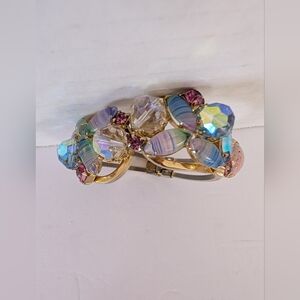 Bracelet By Juliana D&E Style Blue, Pink Rainbow Crystal  Gold  Clamp Bracelet